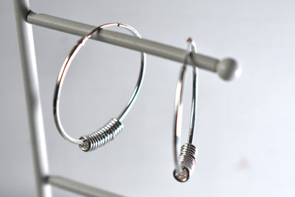 Sterling silver 30mm slider ring hoop earrings