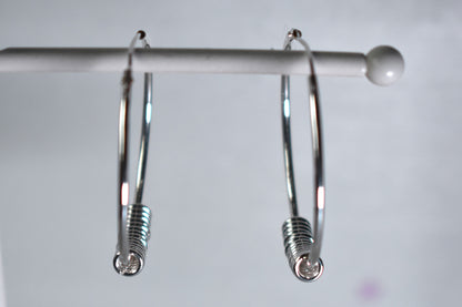 Sterling silver 30mm slider ring hoop earrings. Highly polished