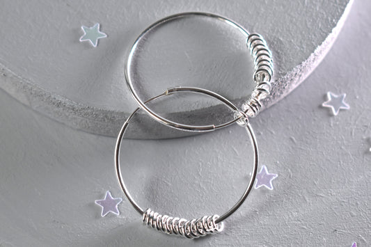 Sterling silver 30mm slider ring hoop earrings
