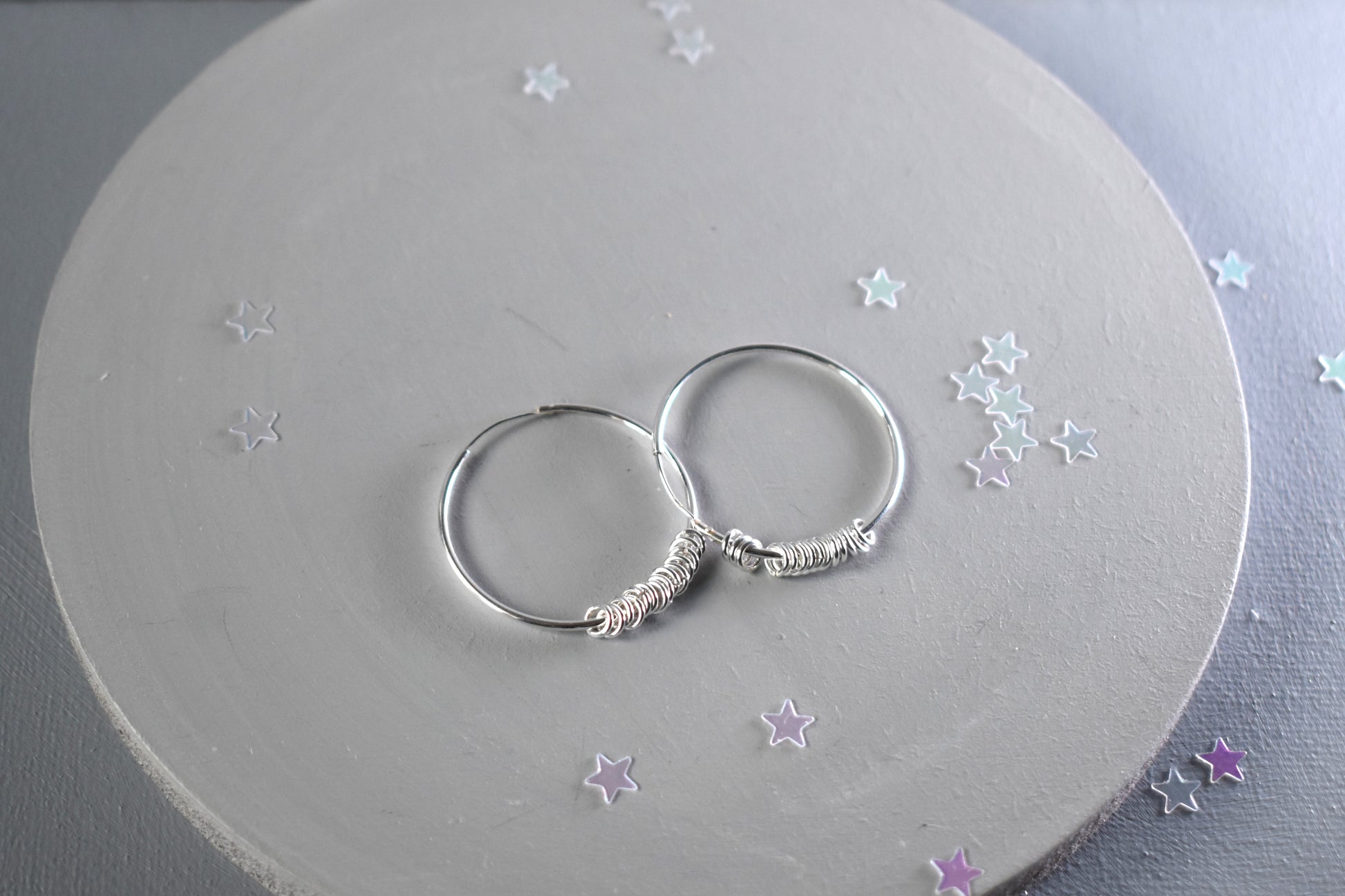 Sterling silver 30mm slider ring hoop earrings