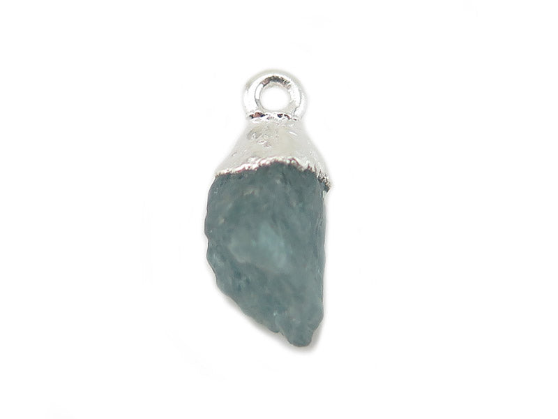 Aquamarine raw crystal pendant with sterling silver tip