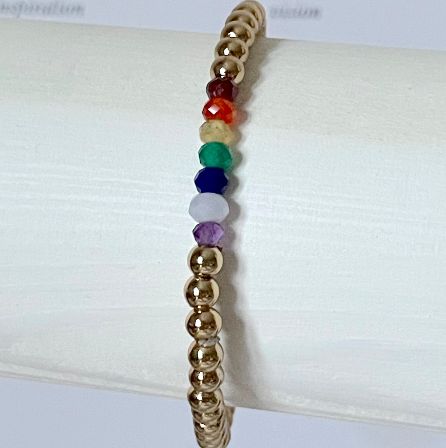 Chakra Hematine Beaded Bracelet 18ct Gold Plated