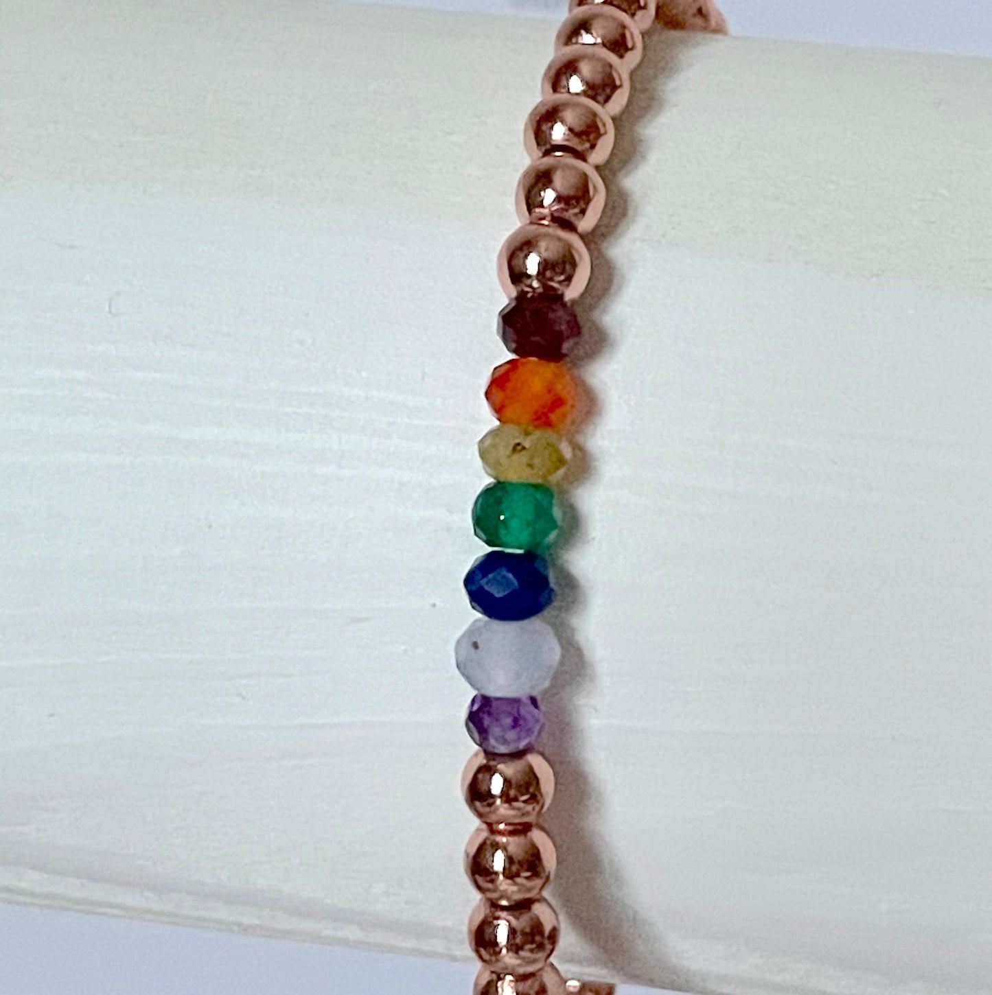 Chakra Hematine Beaded Bracelet Rose Gold