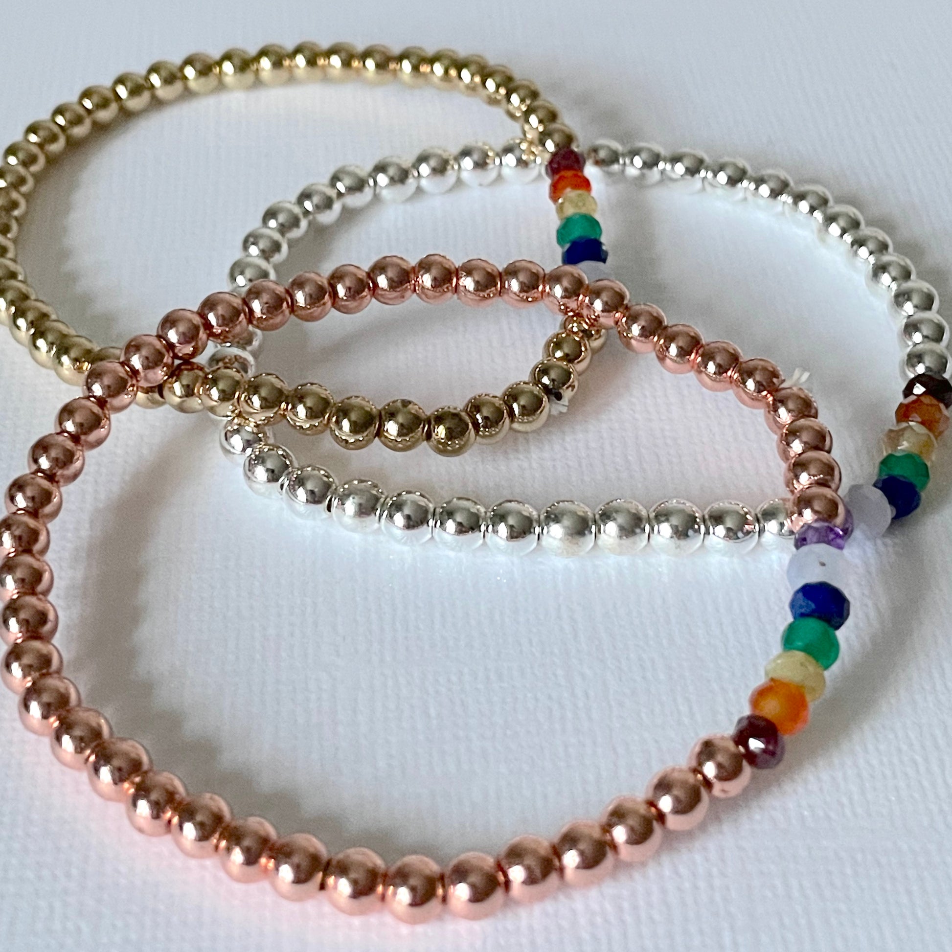 Chakra beaded stretch bracelets one size