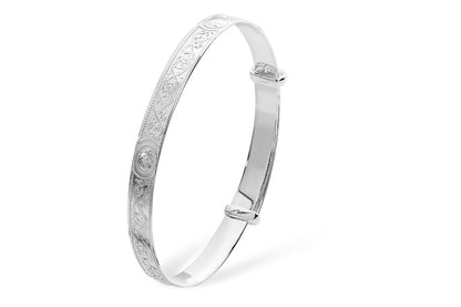 Sterling silver adjustable bangle with Celtic design