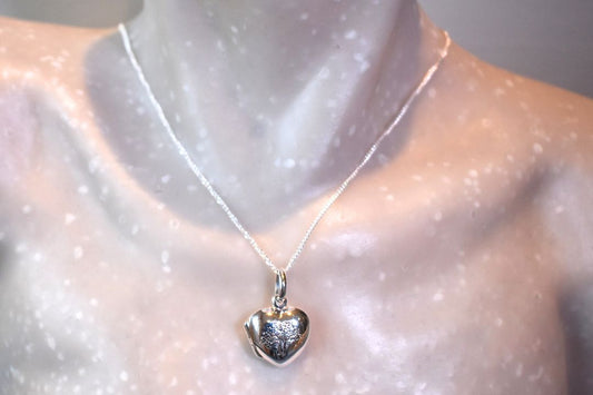 sterling silver heart shaped necklace engraved with family tree