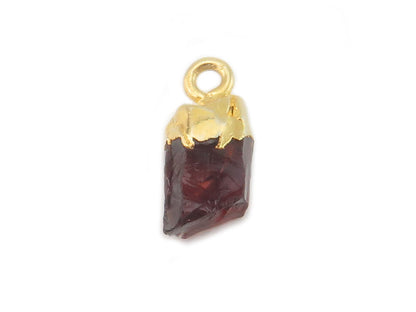 Raw crystal garnet with sterling silver gold plated tip