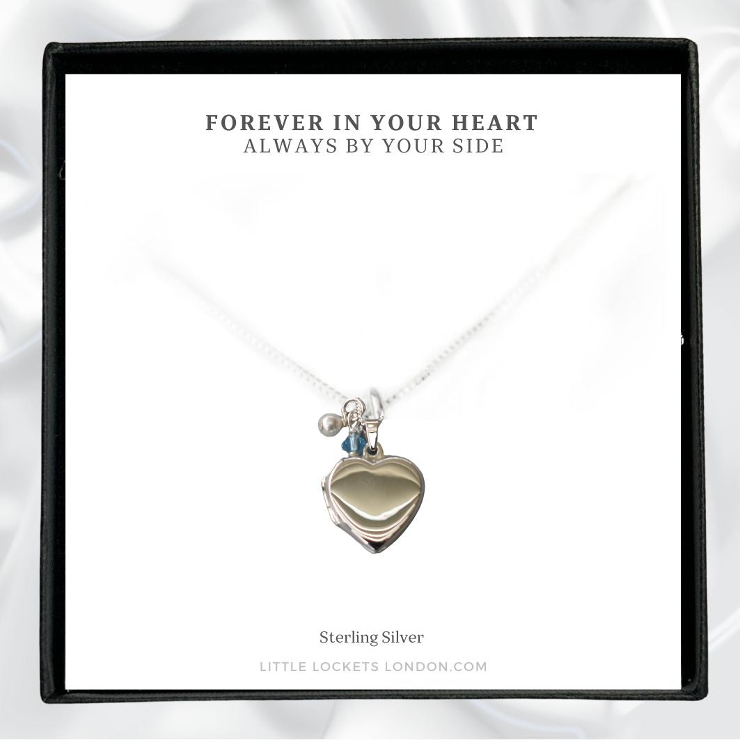 Bridal locket with personalised photo inserts and custom message card