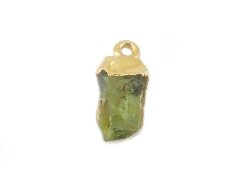 peridot raw crystal gem and sterling silver gold plated tip