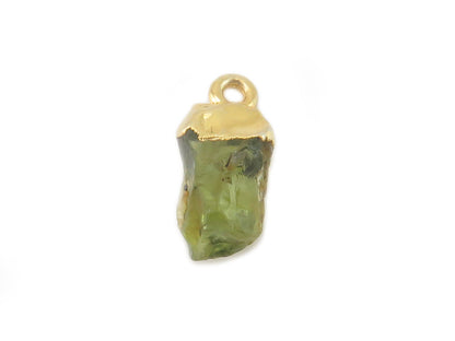 peridot raw crystal gem and sterling silver gold plated tip