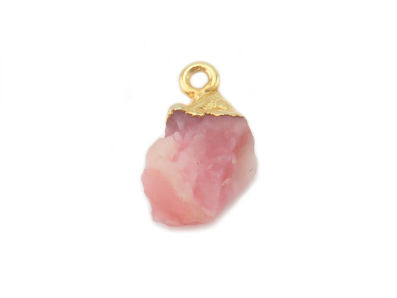 pink opal raw crystal with sterling silver gold plated tip