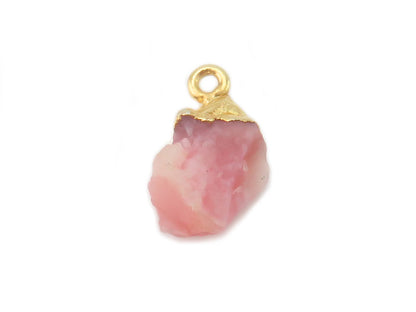 pink opal raw crystal with sterling silver gold plated tip