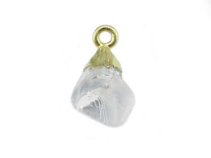 silver crystal quartz raw crystal with sterling silver gold plated tip