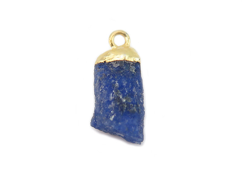 sapphire raw crystal,sterling silver gold plated tip