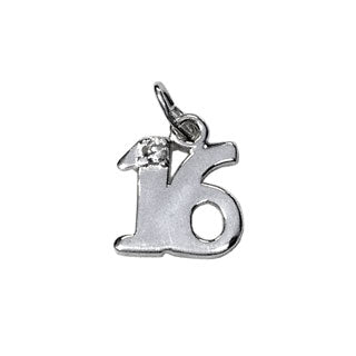 Sterling silver 16 charm with tiny diamante