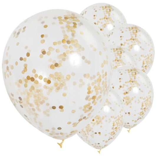 gold confetti filled balloons