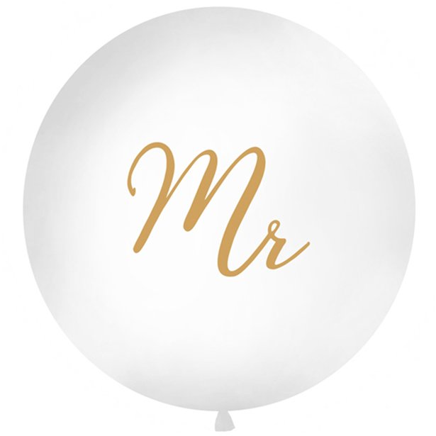 Mr Balloon in gold script