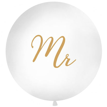 Mr Balloon in gold script