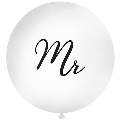 Large white balloon with script Mr