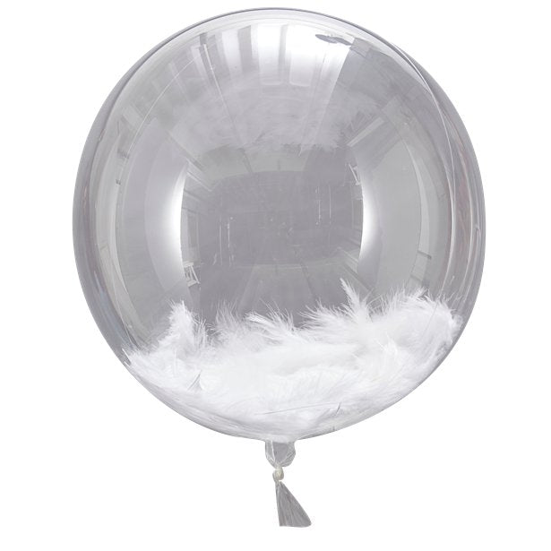 feather filled wedding balloon