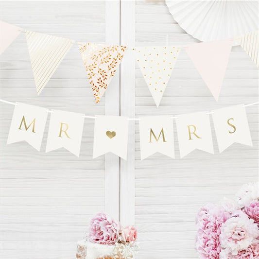 White and gold Mr & Mrs wedding bunting