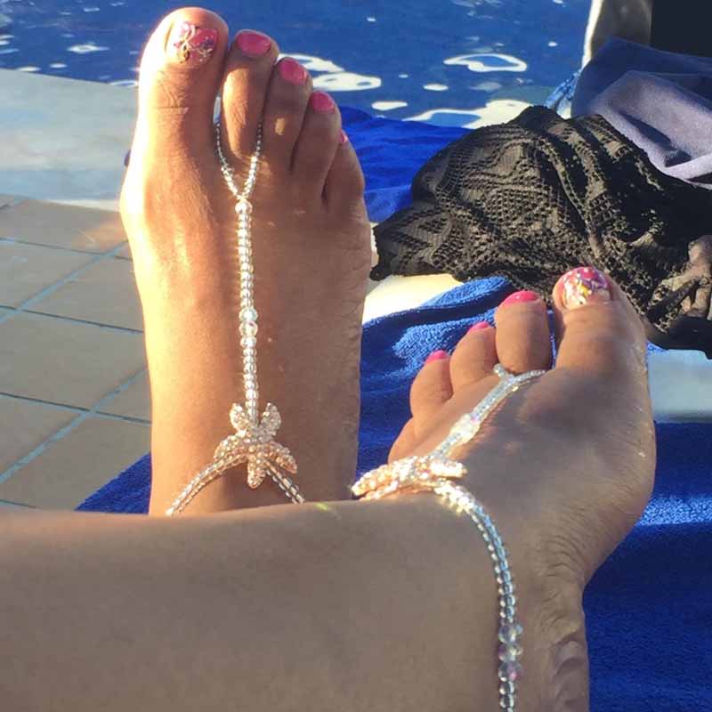 Barefoot sandal crystal starfish and pearl