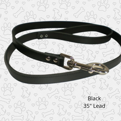 Black leather dog lead 35"