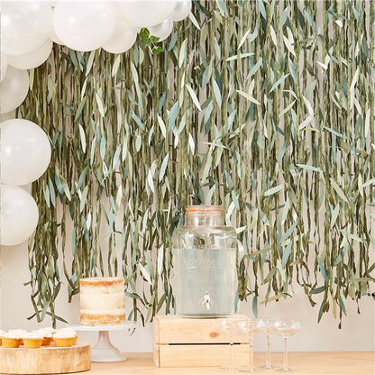 green leaf ribbon backdrop can be cut to size