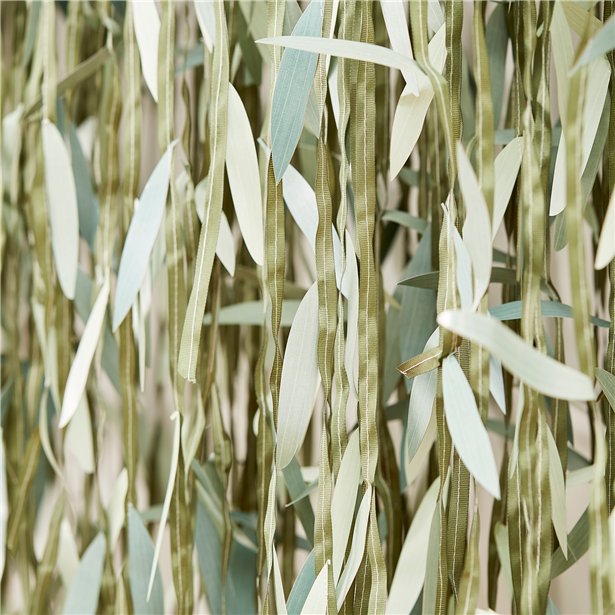 green leaf ribbon backdrop