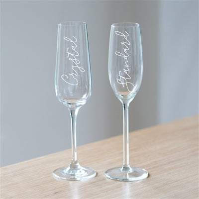option of crystal or standard champage glass