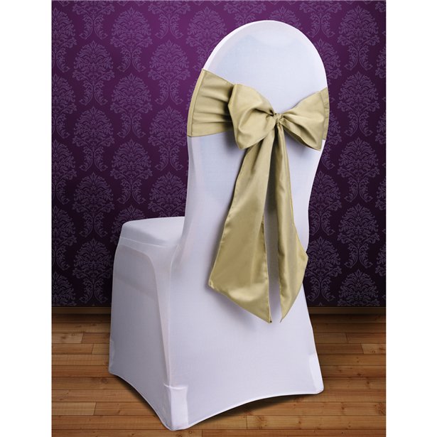 gold satin wedding chair sash