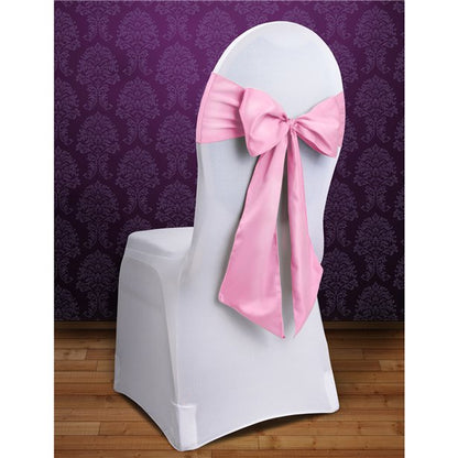 pink satin wedding chair sash