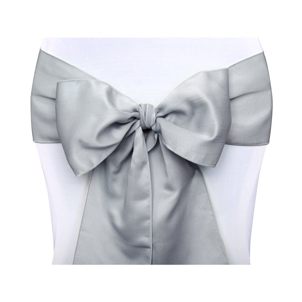 silver satin wedding chair sash