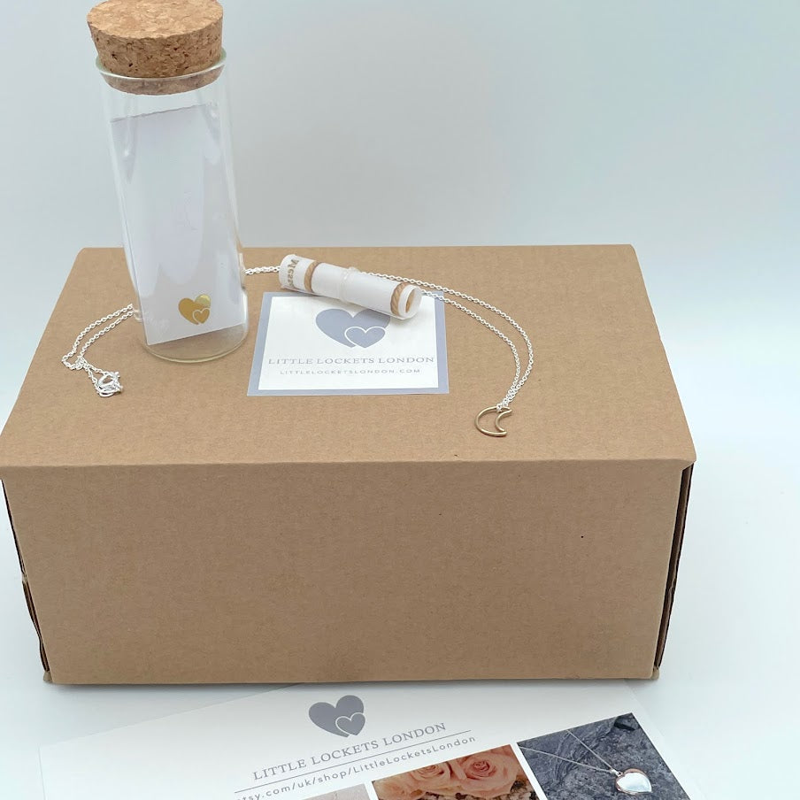 Eco friendly packaging for all our Message in a Bottle jewellery