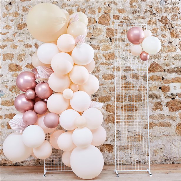 Versatile 2m x 43cm frame for balloons, flowers or other decorations. White metal grid.