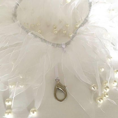 ribbon and pearl collar with optional ring bearer clasp