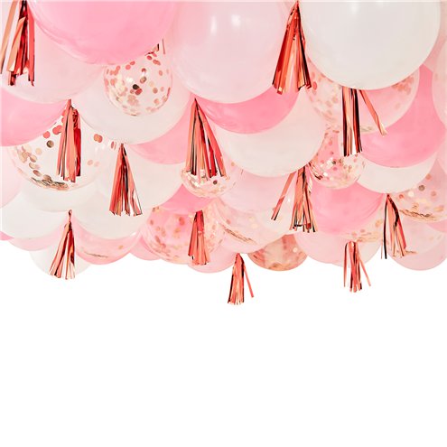 Balloon ceiling kit in pink blush with rose gol