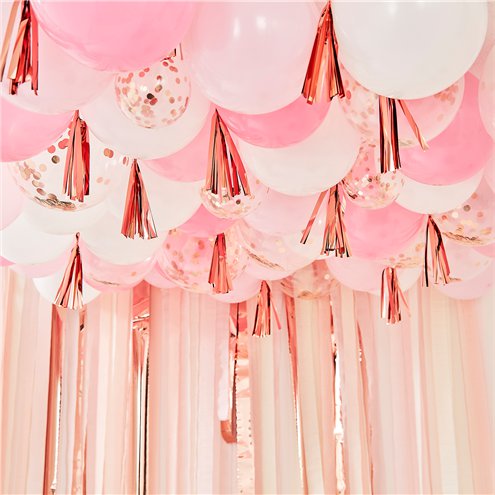 Balloon ceiling kit in pink blush with rose gold