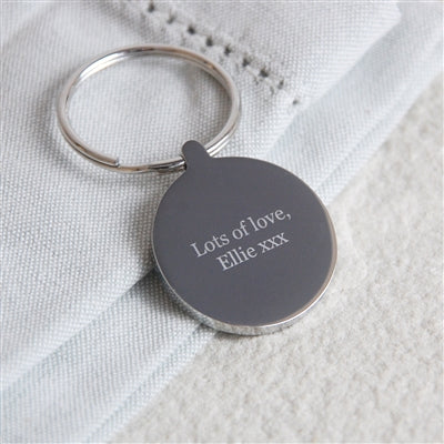 Bride to mum keyring showing reverse for personalised message