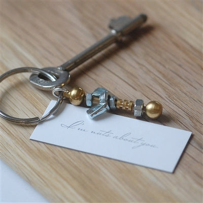 Nuts keyring with I'm nuts about you note
