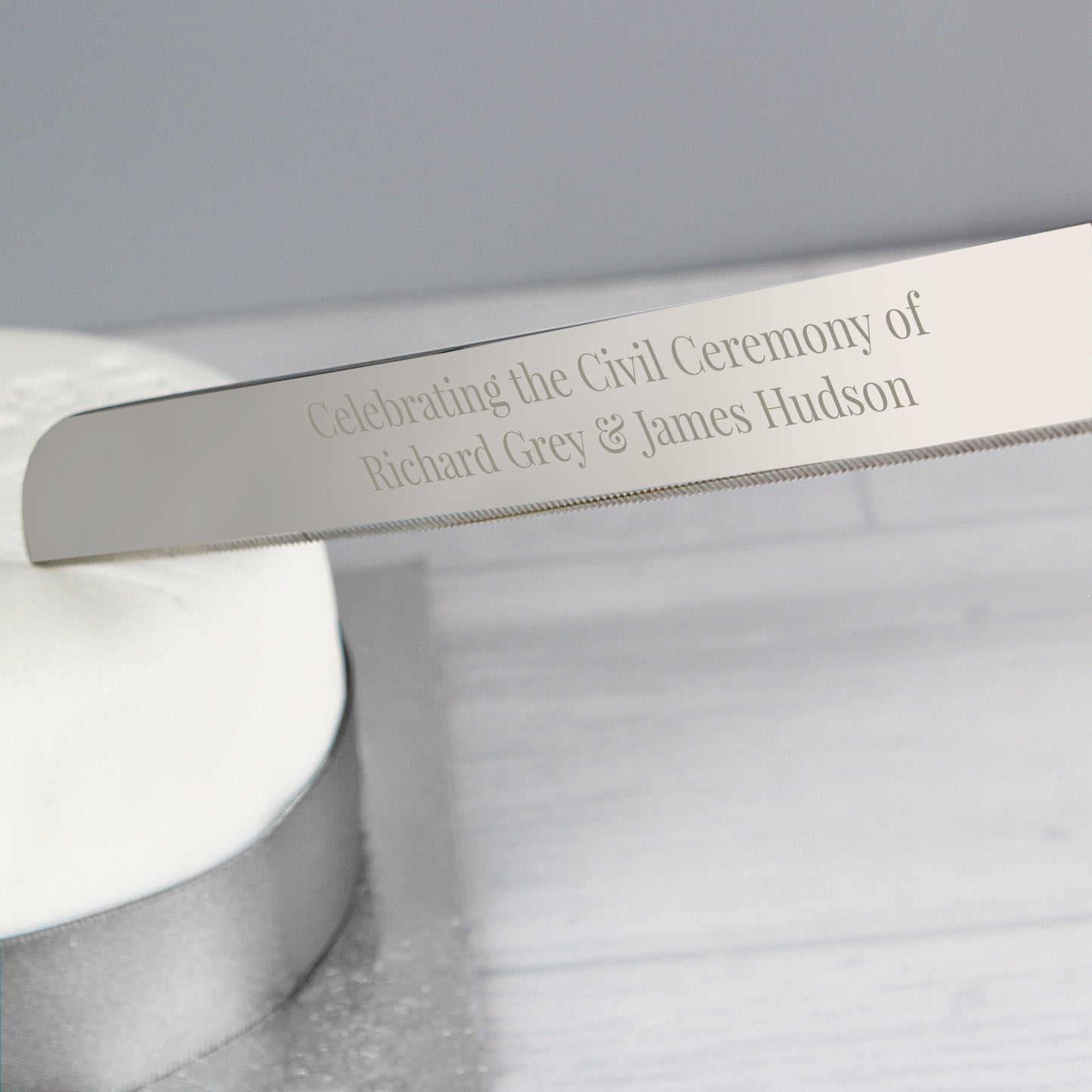 Wedding cake knife stainless steel engraved with the message of your choice