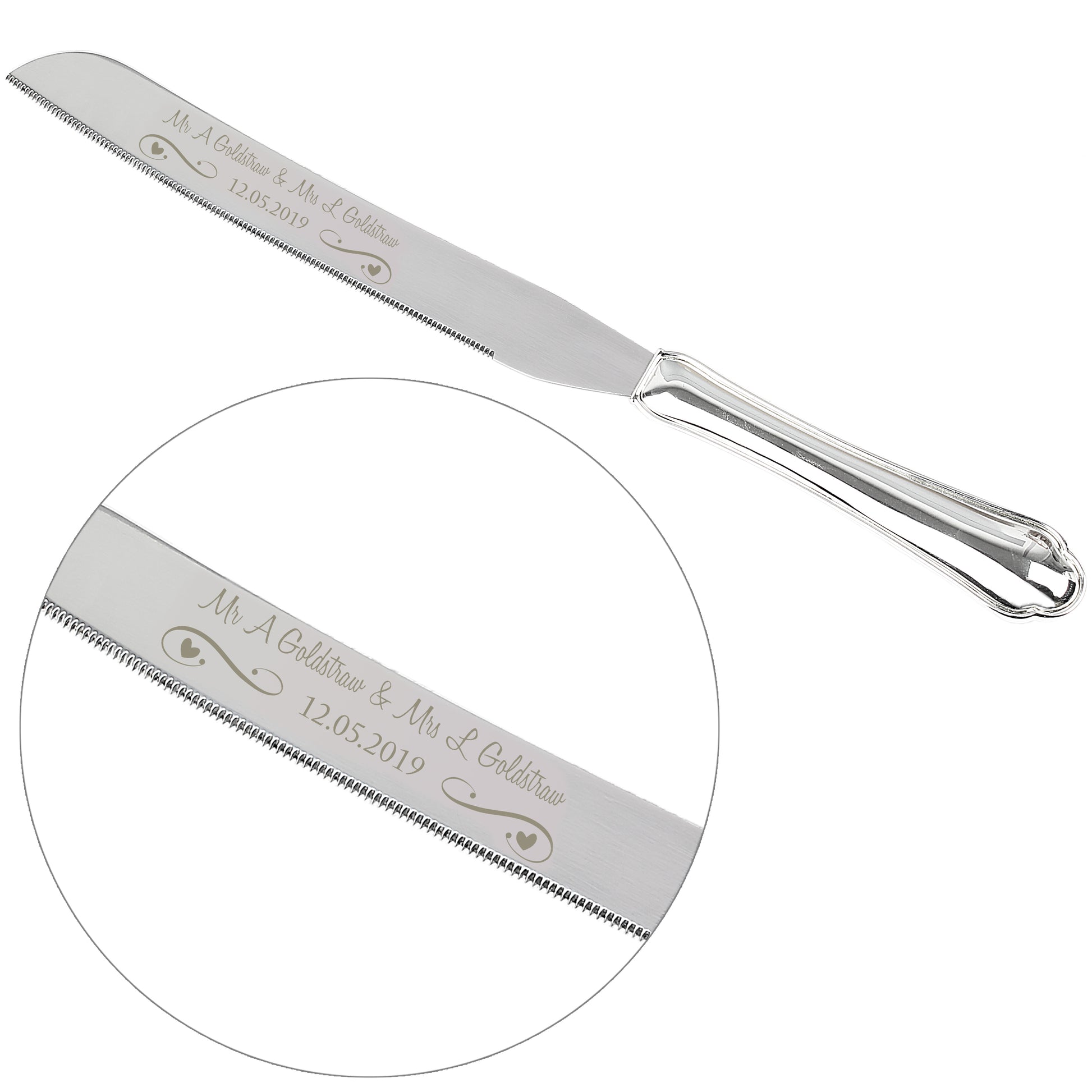 personalised engraved cake knife