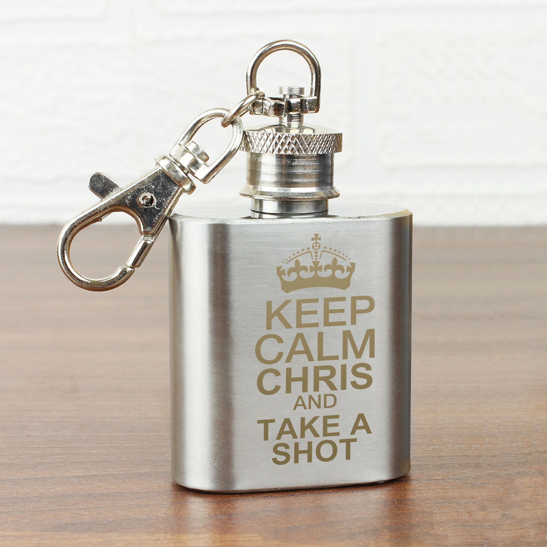 mini hip flask with personalised message