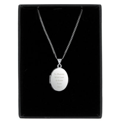 sterling silver locket with own message engraved on the front an boxed