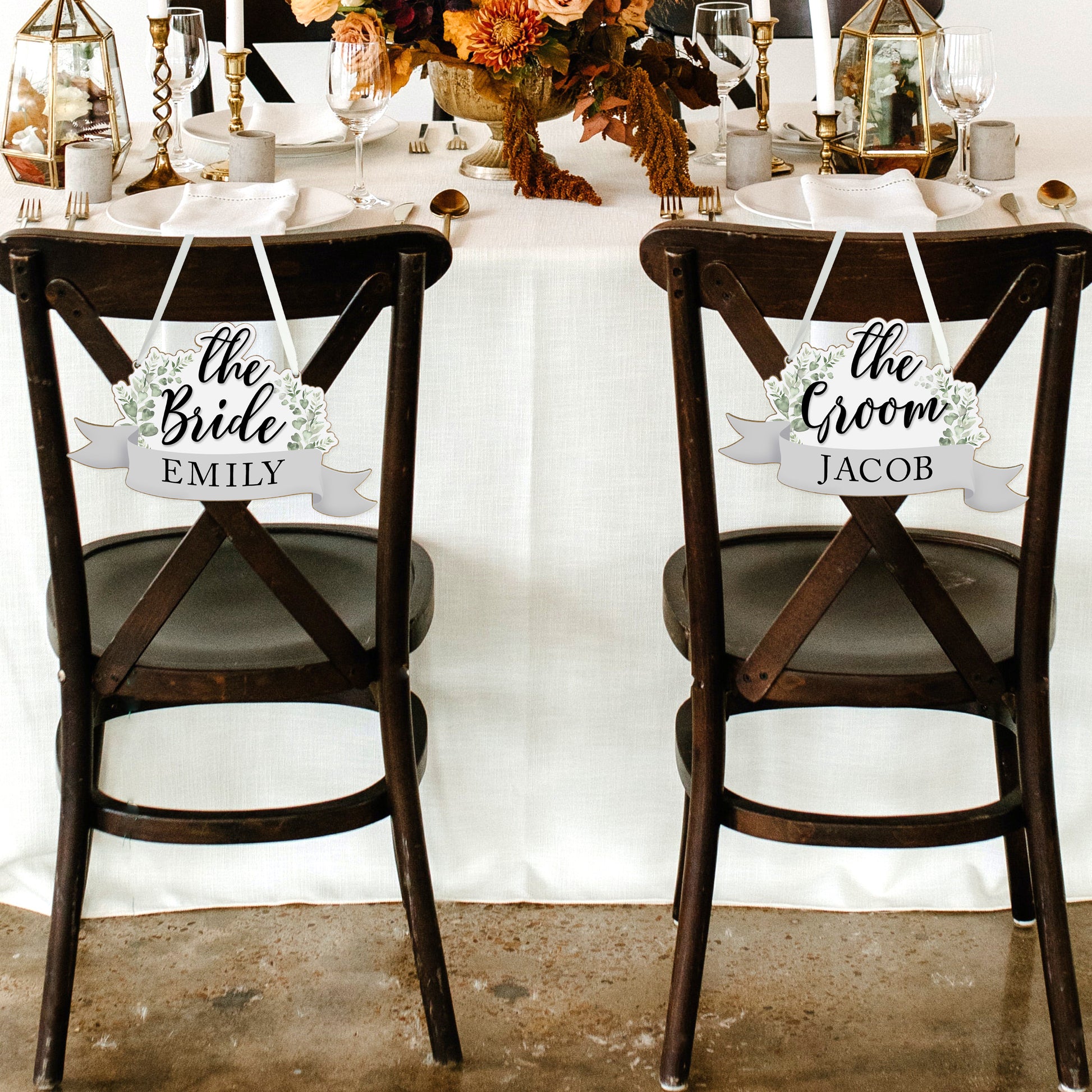 Personalised Bride and Groom chair hangers