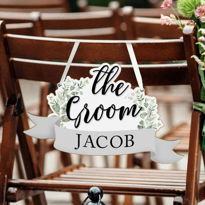 The Groom chair hanger with personalised name