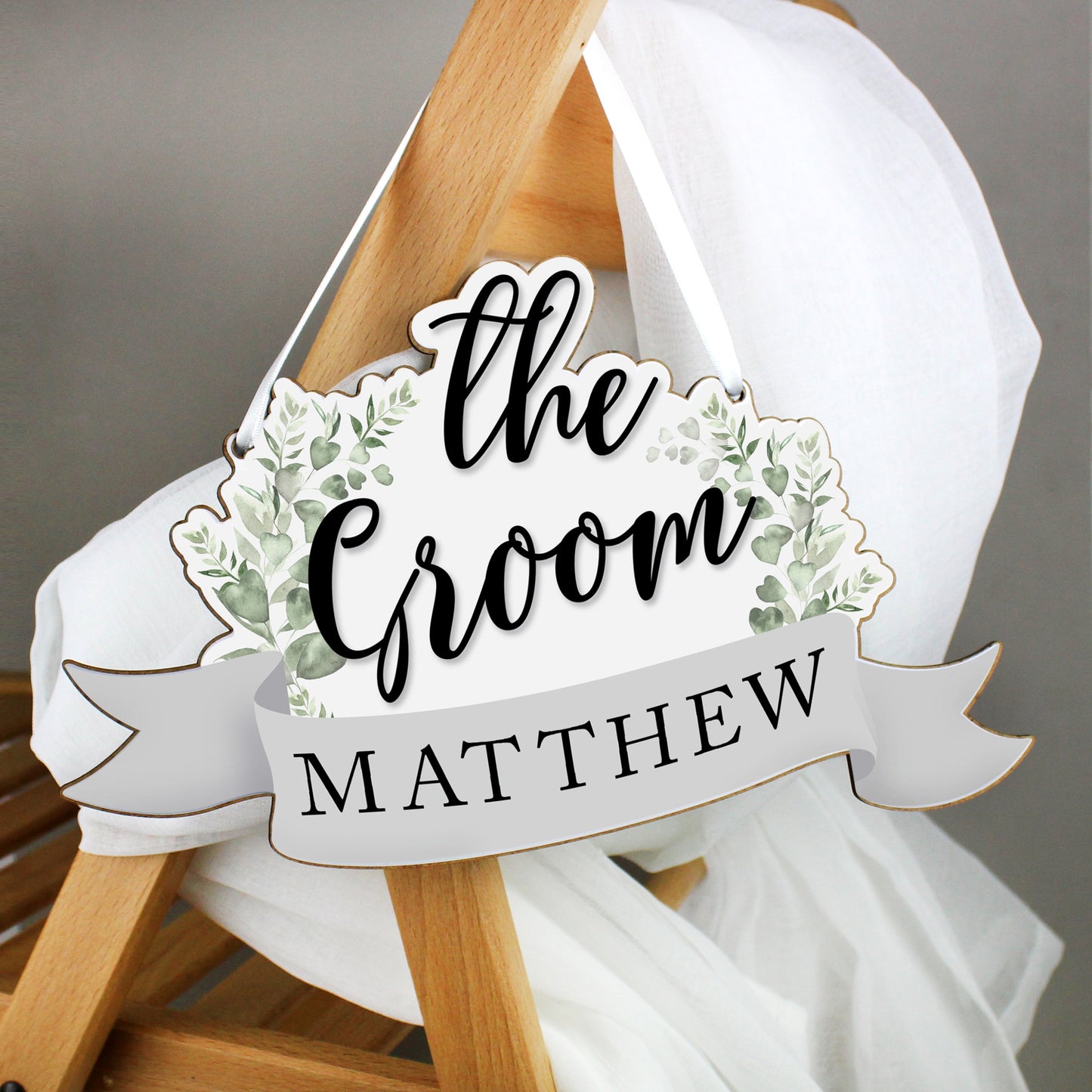 The Groom chair hanger with personalised name