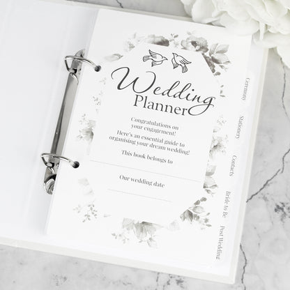 First page of Happily ever after wedding planner showing divider sections