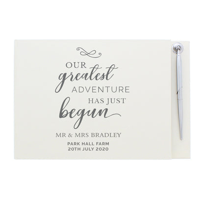 Our Greatest Adventure has just Begun, personalised wedding guest book