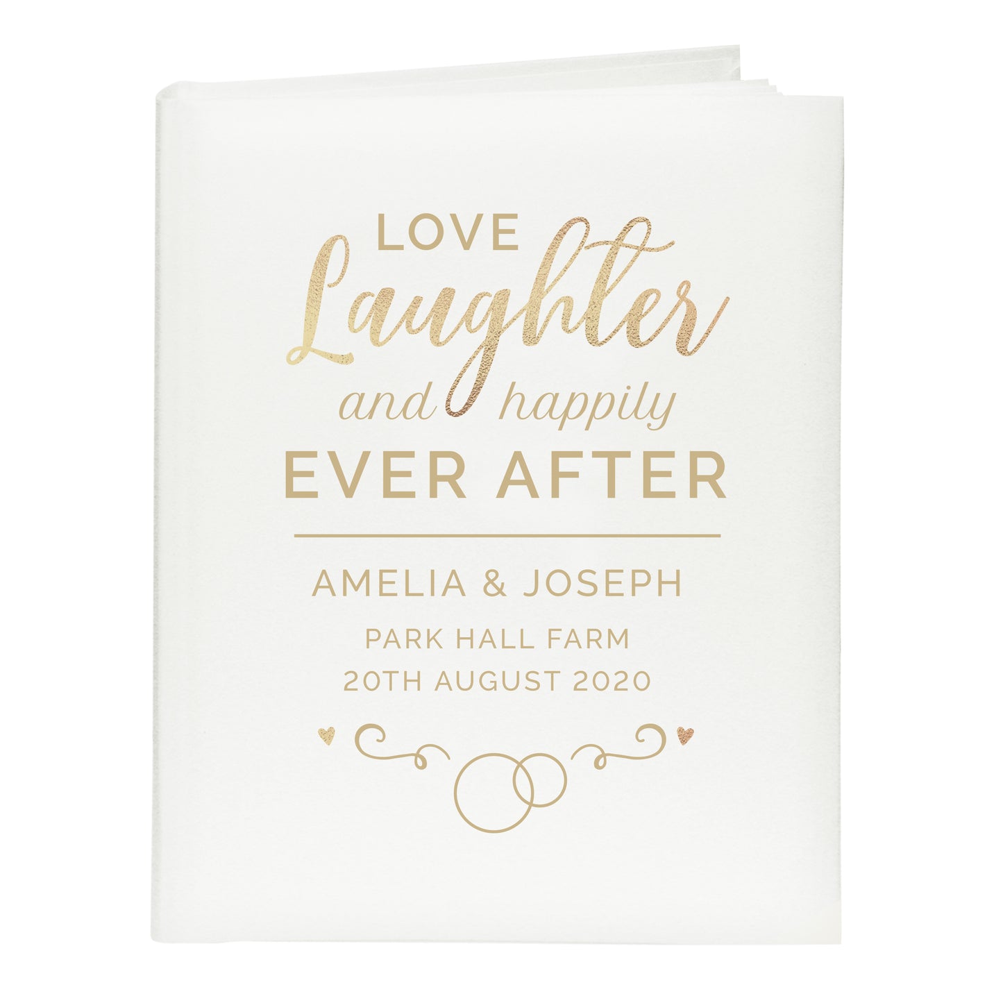 love, laughter and happily ever after personalised wedding album